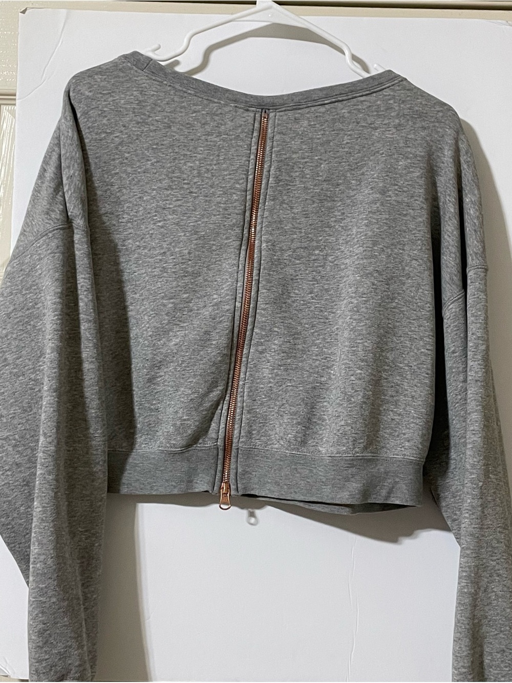 Nike Women's Gray Cropped Sweatshirt with Gold Logo - Picture 11 of 15
